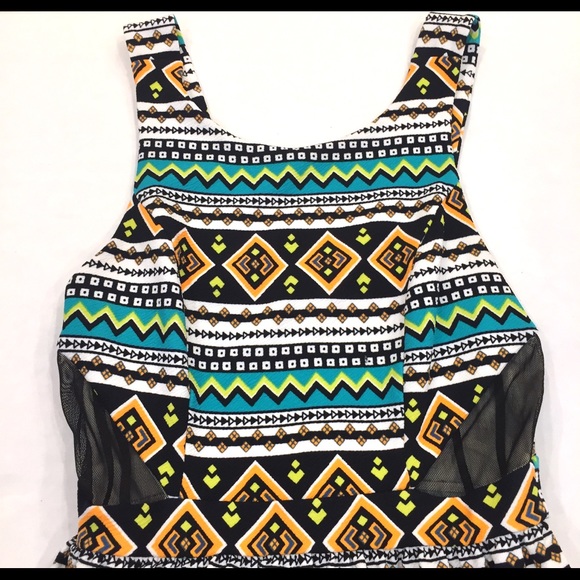 Monteau Bright Aztec Side Cut Out Dress - Picture 6 of 9